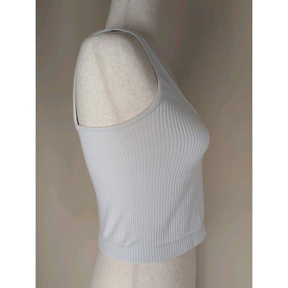 Intimately Free People White Cropped Top Ribbed Basic Capsule Women's M-L - Picture 4 of 8